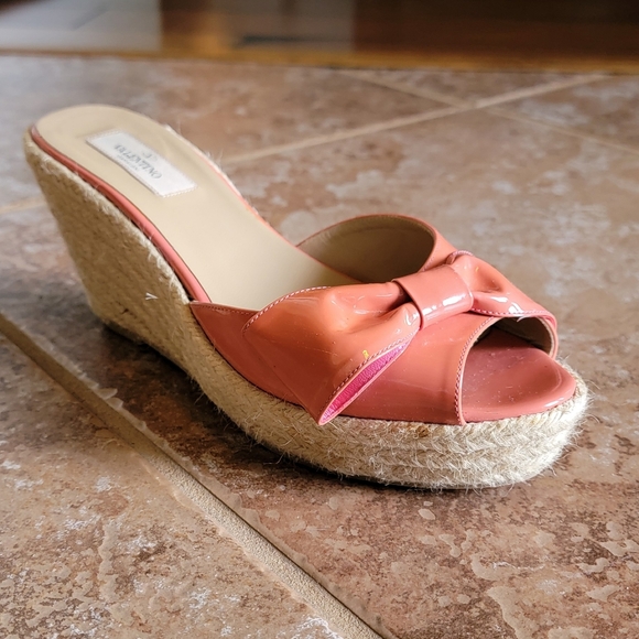 Valentino Mena Bow Espadrille Wedges Pink Shoes Eur. - Picture 6 of 10